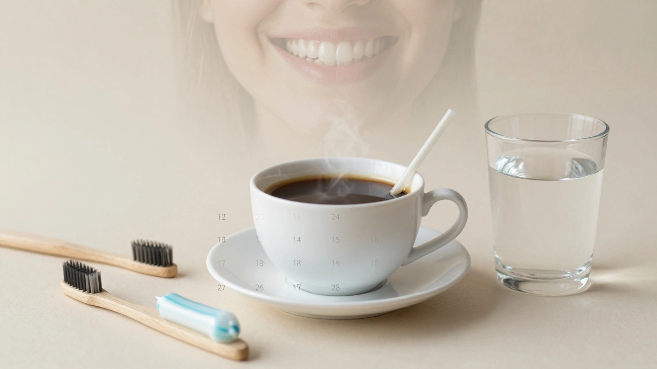 Kalendář s intervaly 12-18 měsíců a symboly zubní hygieny vedle přirozeného úsměvu.
