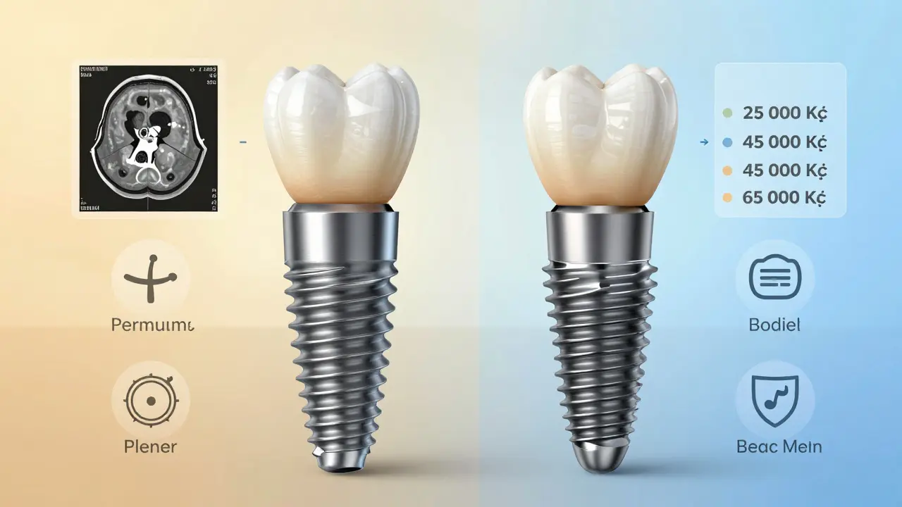 Porovnání kvalitních a levných zubních implantátů s náklady a skrytými poplatky.