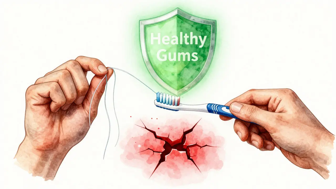 Porovnání používání mezizubního kartáčku a zubní niti s důrazem na jednoduchost a účinnost.