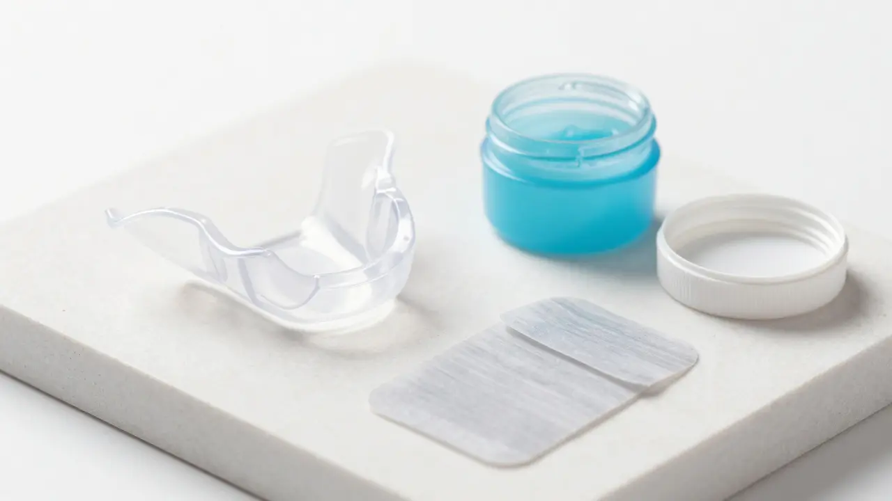 Kosmetická sada na bělení zubů s aplikátory a gelem.