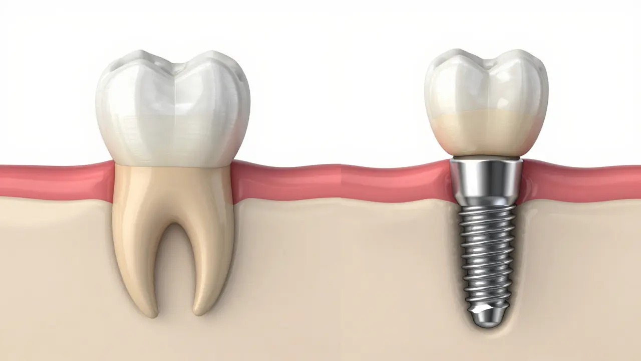 Rozdíl mezi korunou na kořeni a zubním implantátem