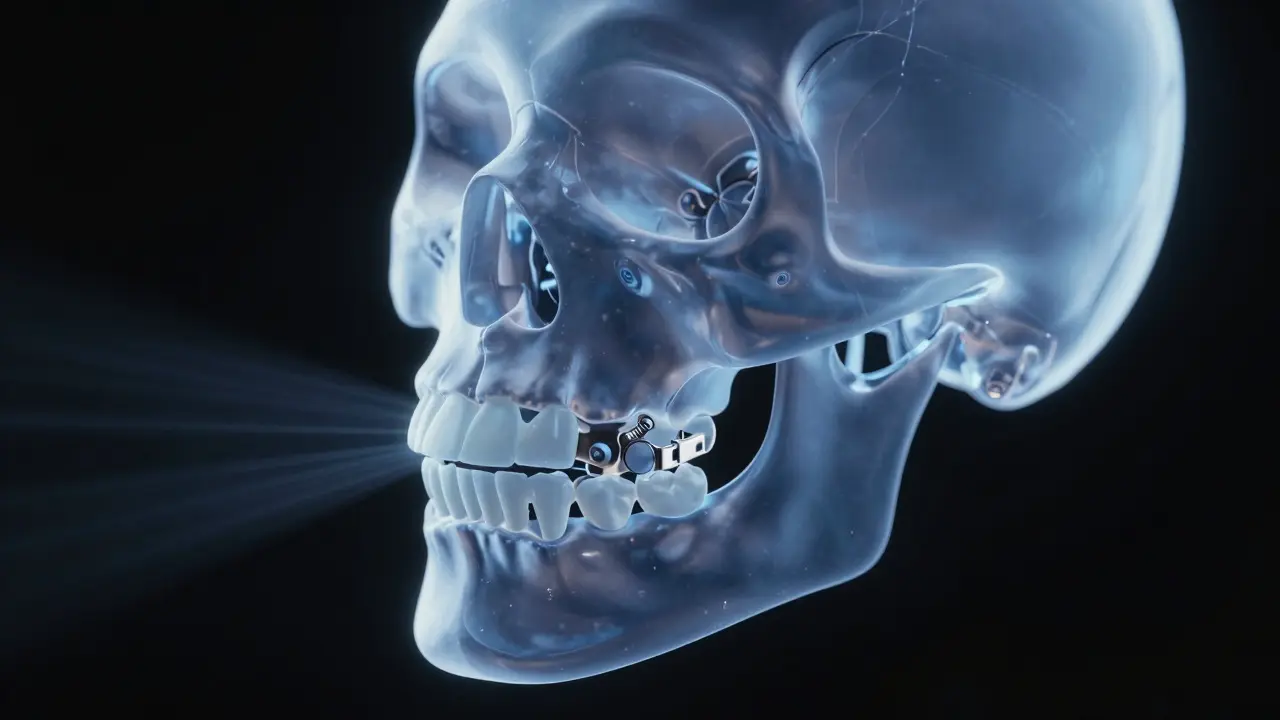 3D model čelisti s ortodontickým expandérem
