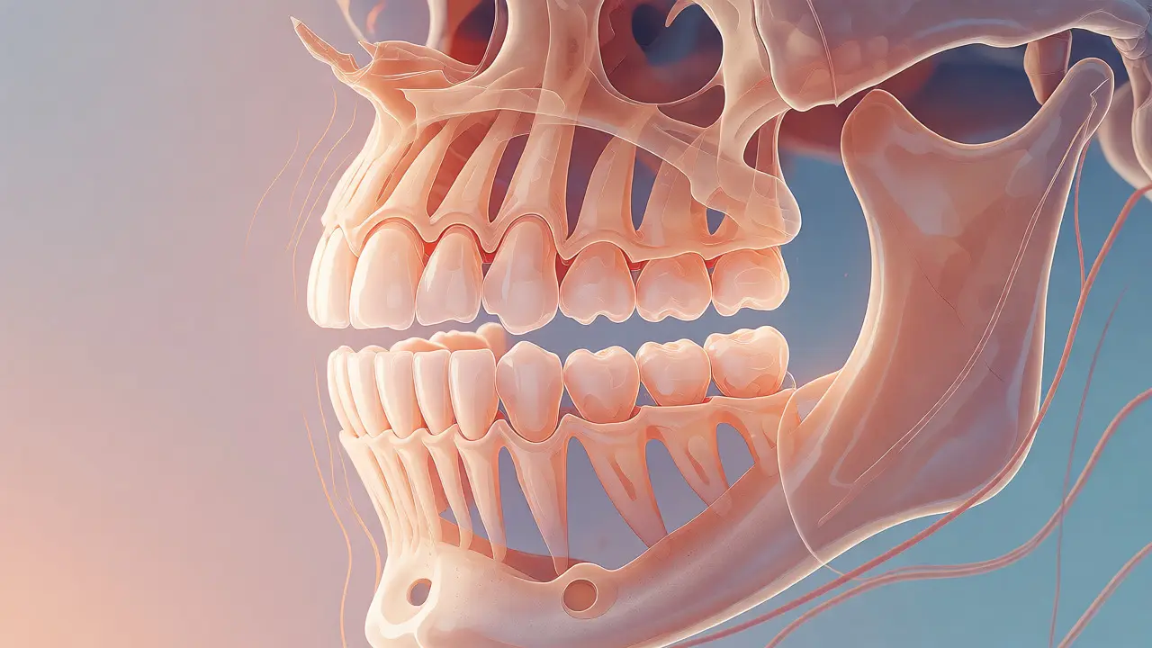 Anatomická ilustrace správného skusu po ortognátní korekci pozice čelistí.