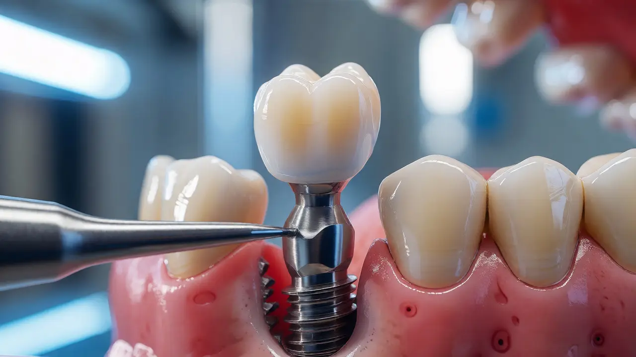 Detailní pohled na instalaci zubního implantátu